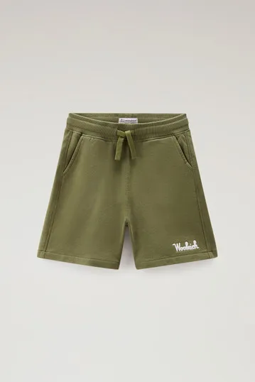 Pantaloncini da bambino in puro cotone felpato con coulisse                                                                     