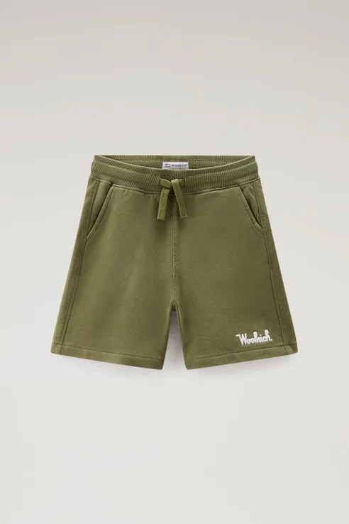 Pantaloncini da bambino in puro cotone felpato con coulisse                                                                     