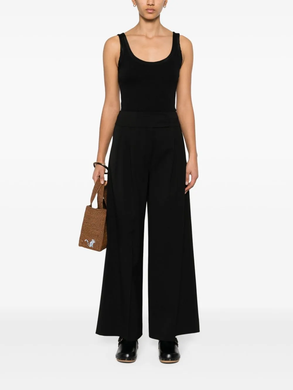 Pantaloni a gamba larga capera in nero - donna
