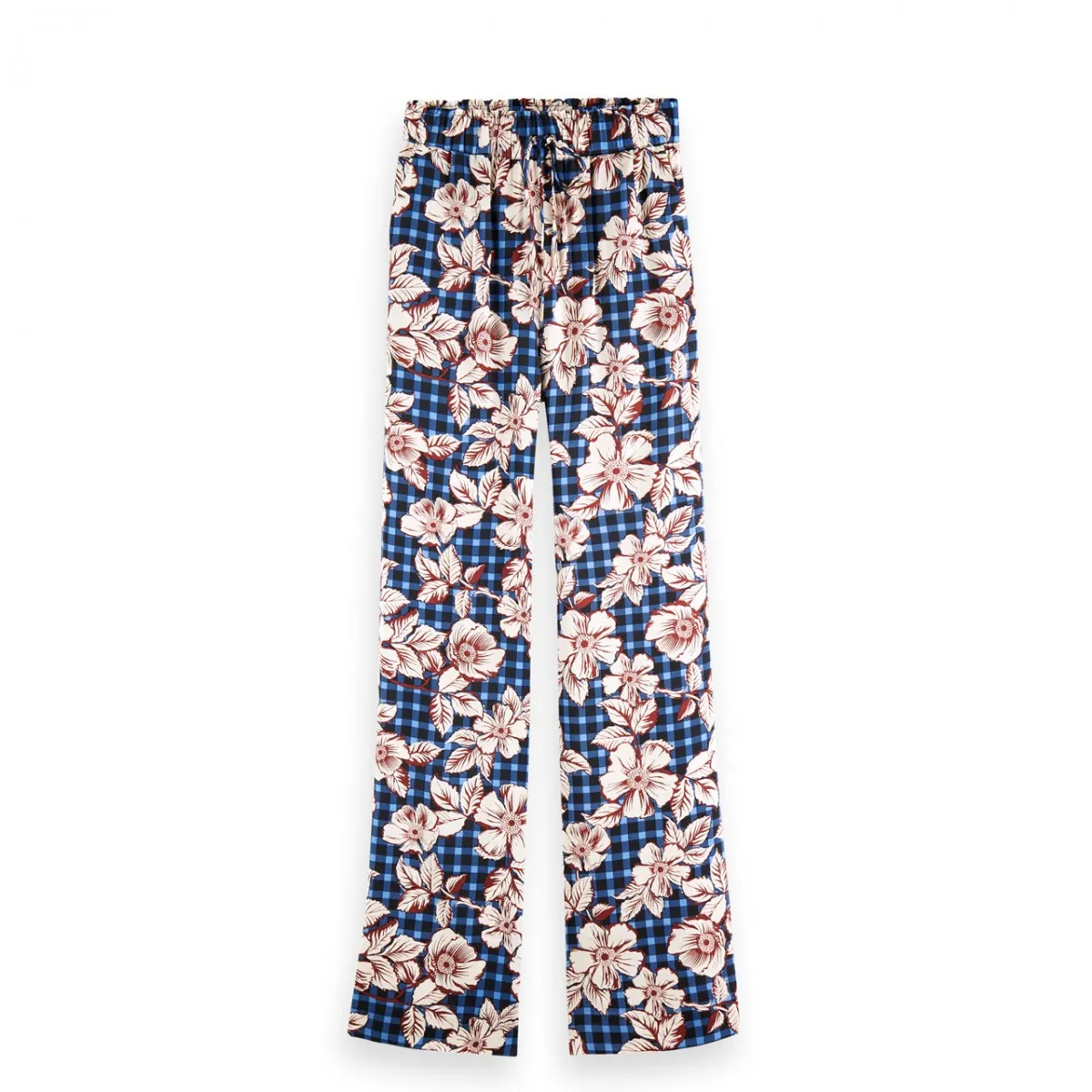 Pantaloni A Gamba Larga Con Stampa, Blu