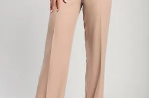 Pantaloni lunghi eleganti con gamba dritta, beige