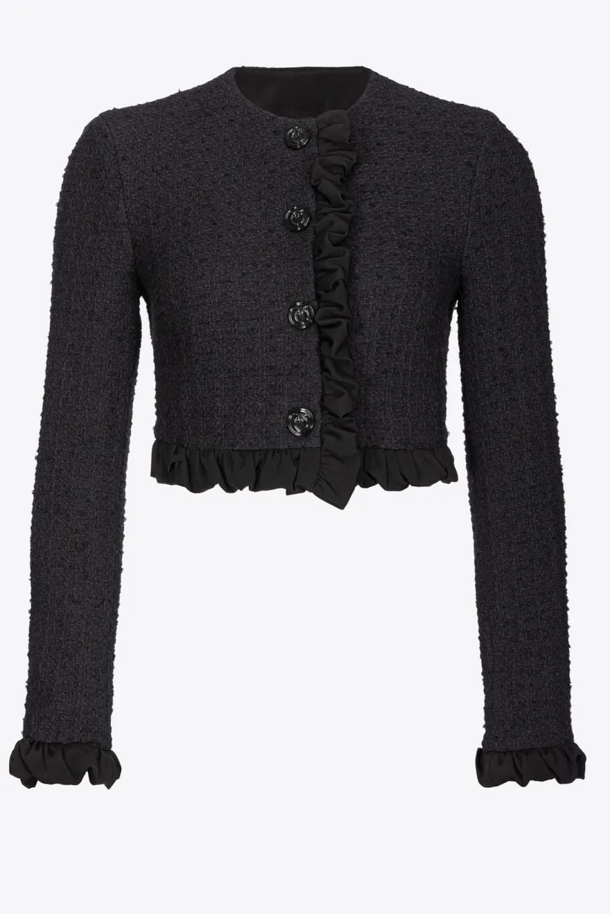 PINKO Giacca corta tweed con rouches