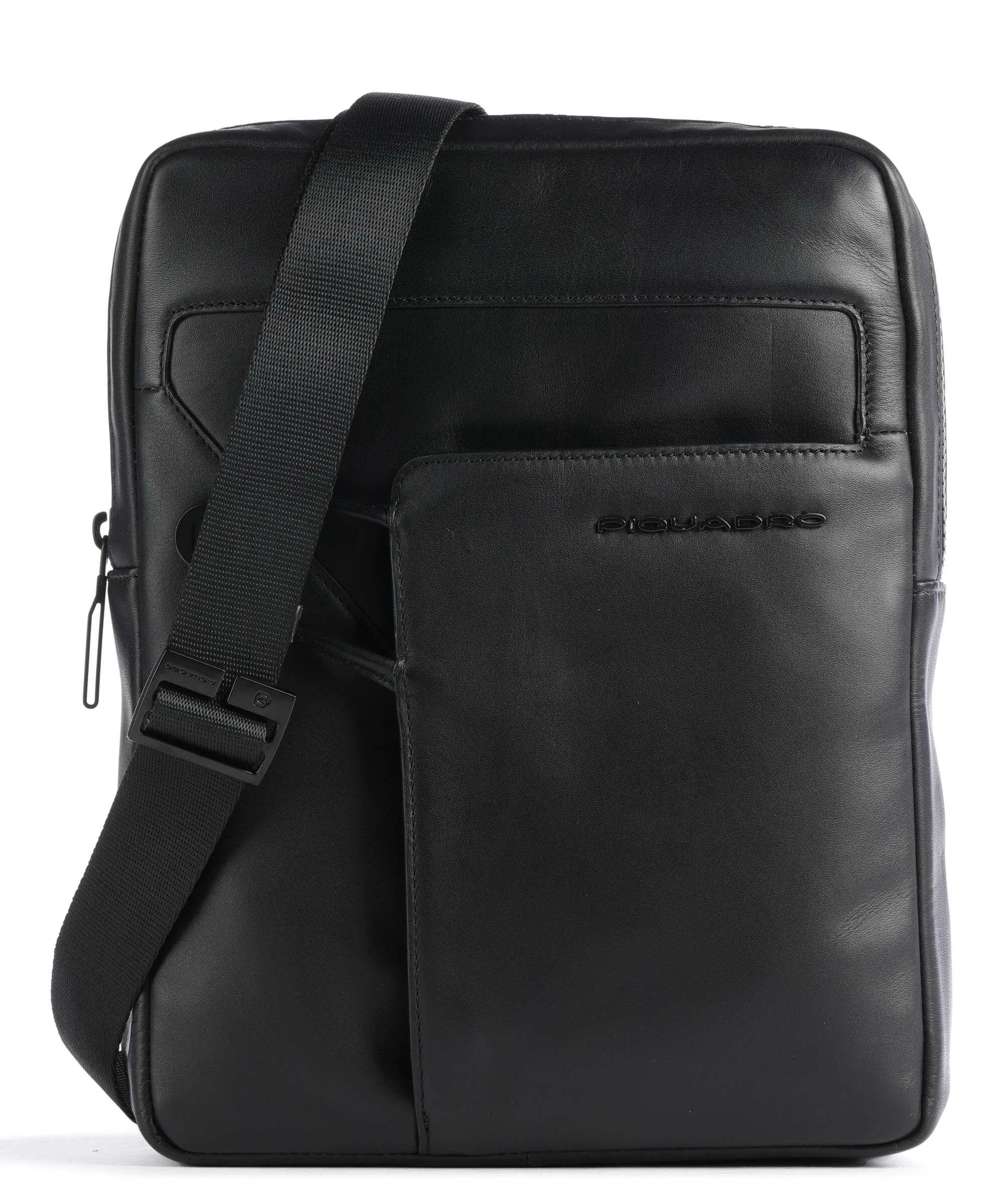  Piquadro AKRON Borsa a tracolla 10″ pelle a grana fine nero  