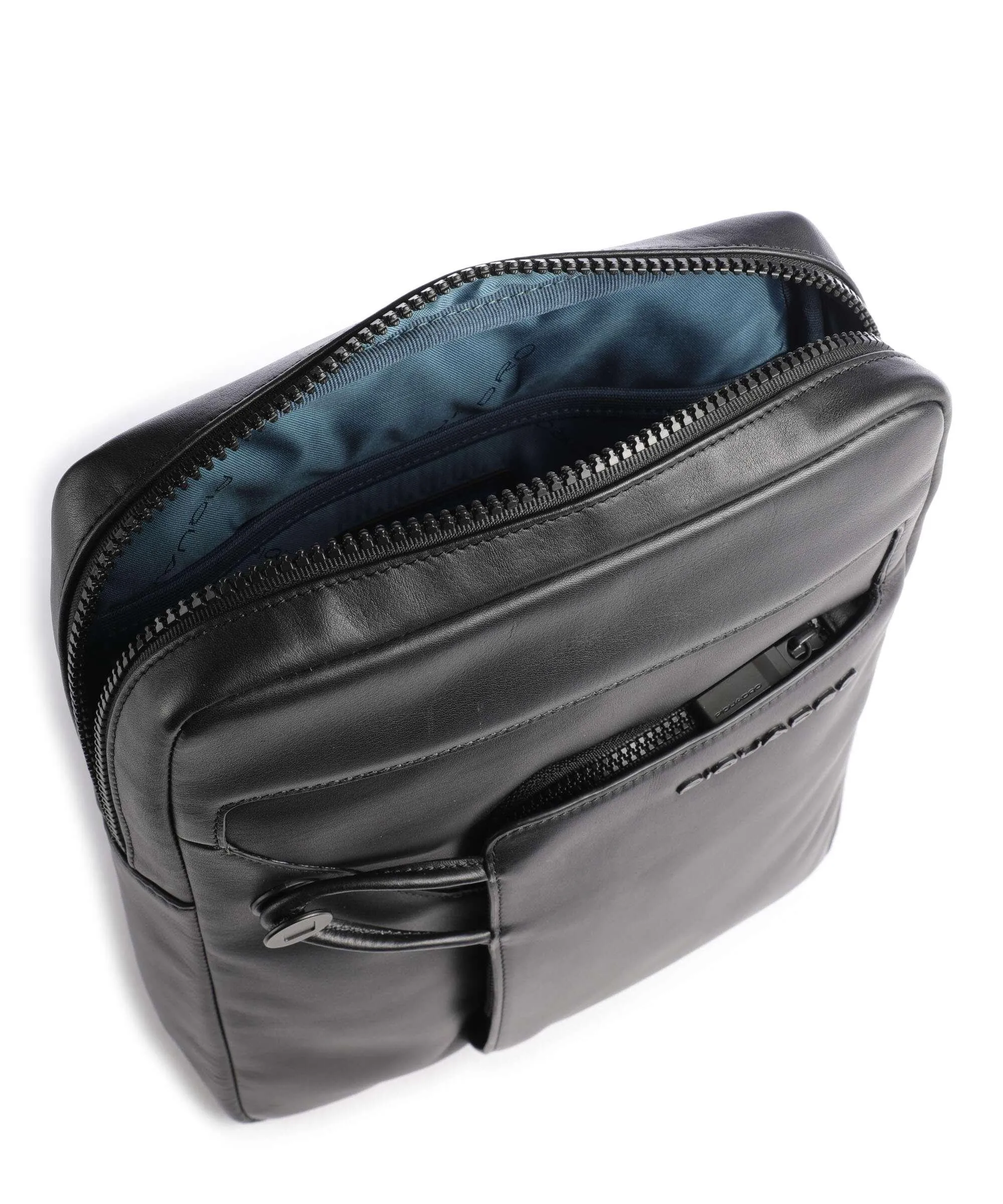  Piquadro AKRON Borsa a tracolla 10″ pelle a grana fine nero  