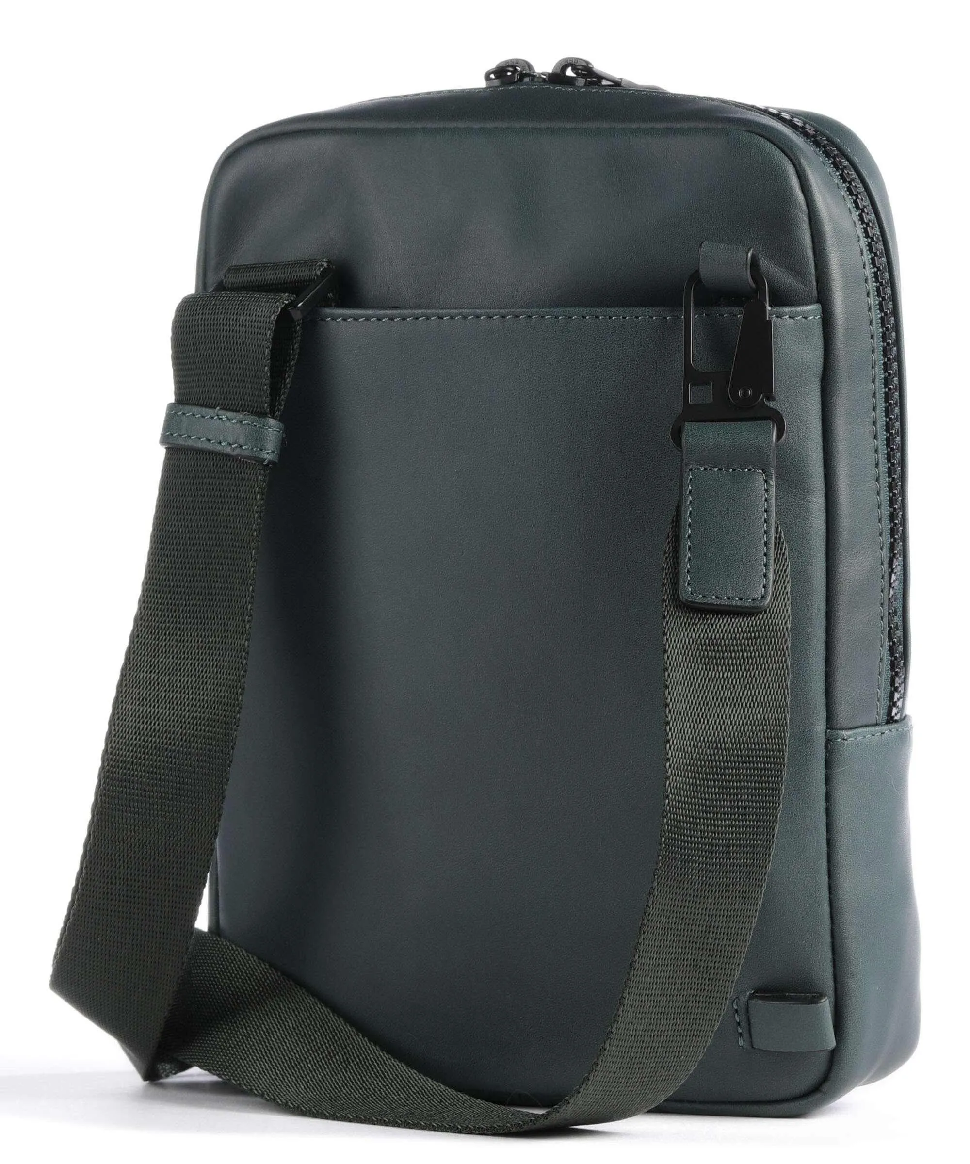  Piquadro P16 Borsa a tracolla 10″ pelle a grana fine verde scuro  