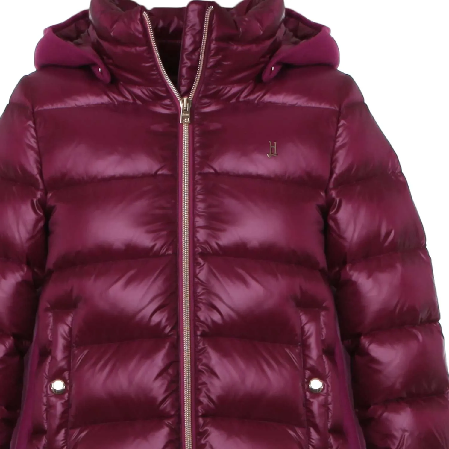 Piumino Burgundy In Nylon E Lana Bambina