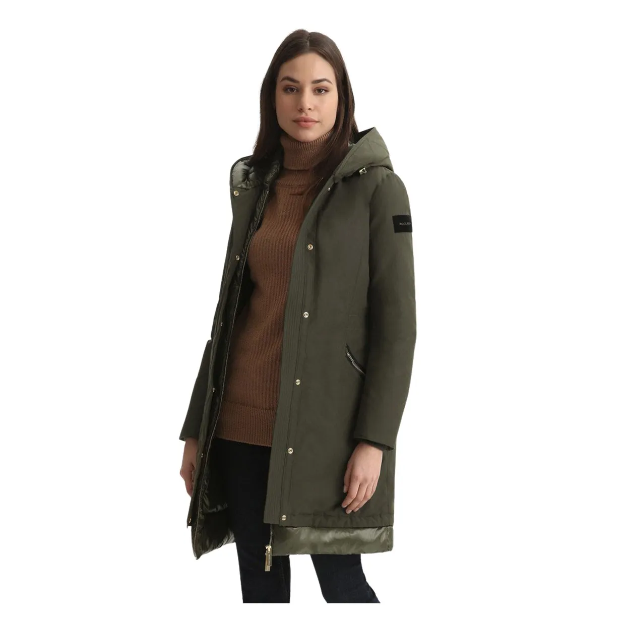 Piumino Donna Woolrich Weoka Parka Verde Scuro