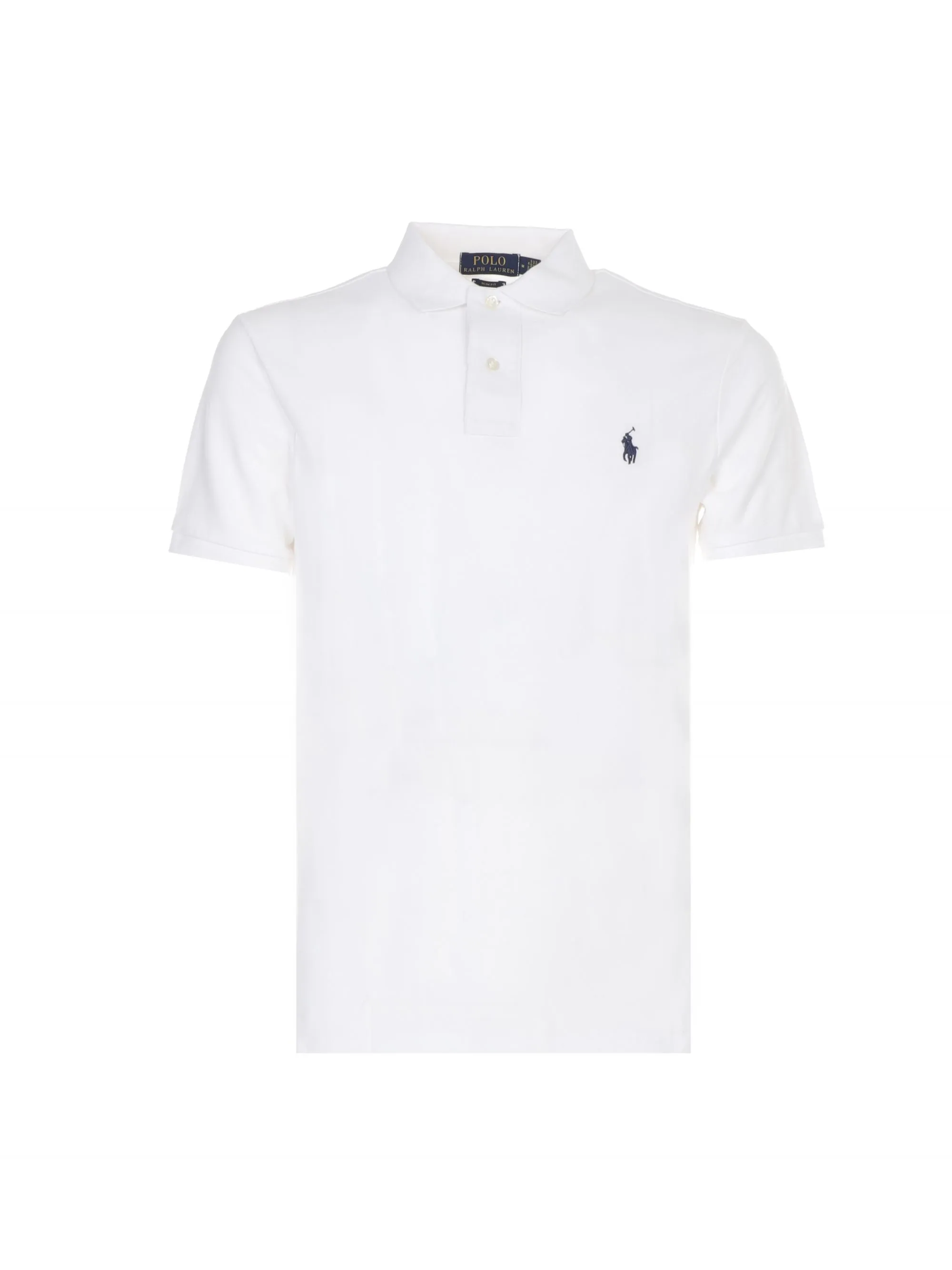 POLO BIANCA SLIM FIT IN COTONE CON RICAMO LOGO FRONTALE