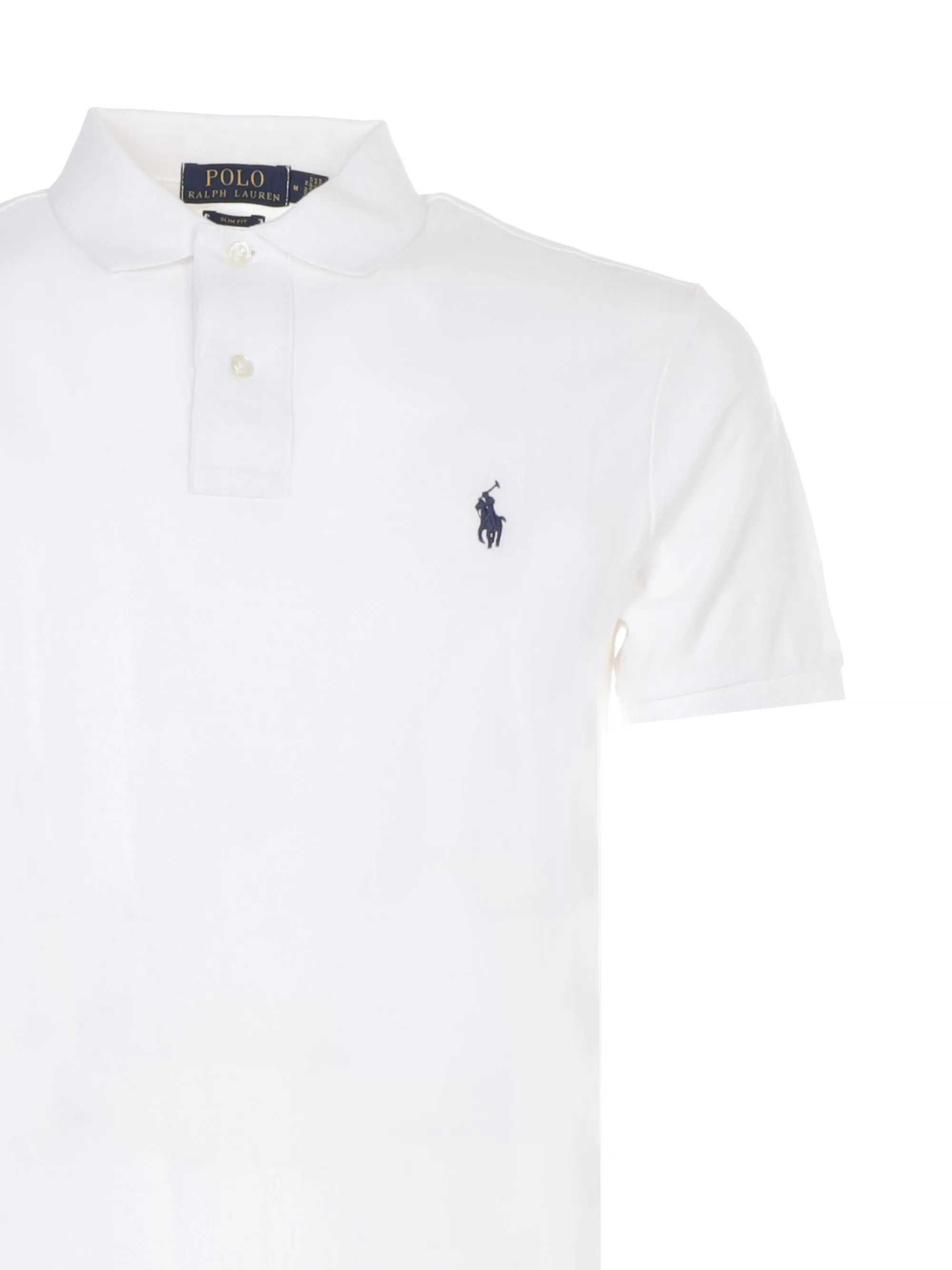 POLO BIANCA SLIM FIT IN COTONE CON RICAMO LOGO FRONTALE