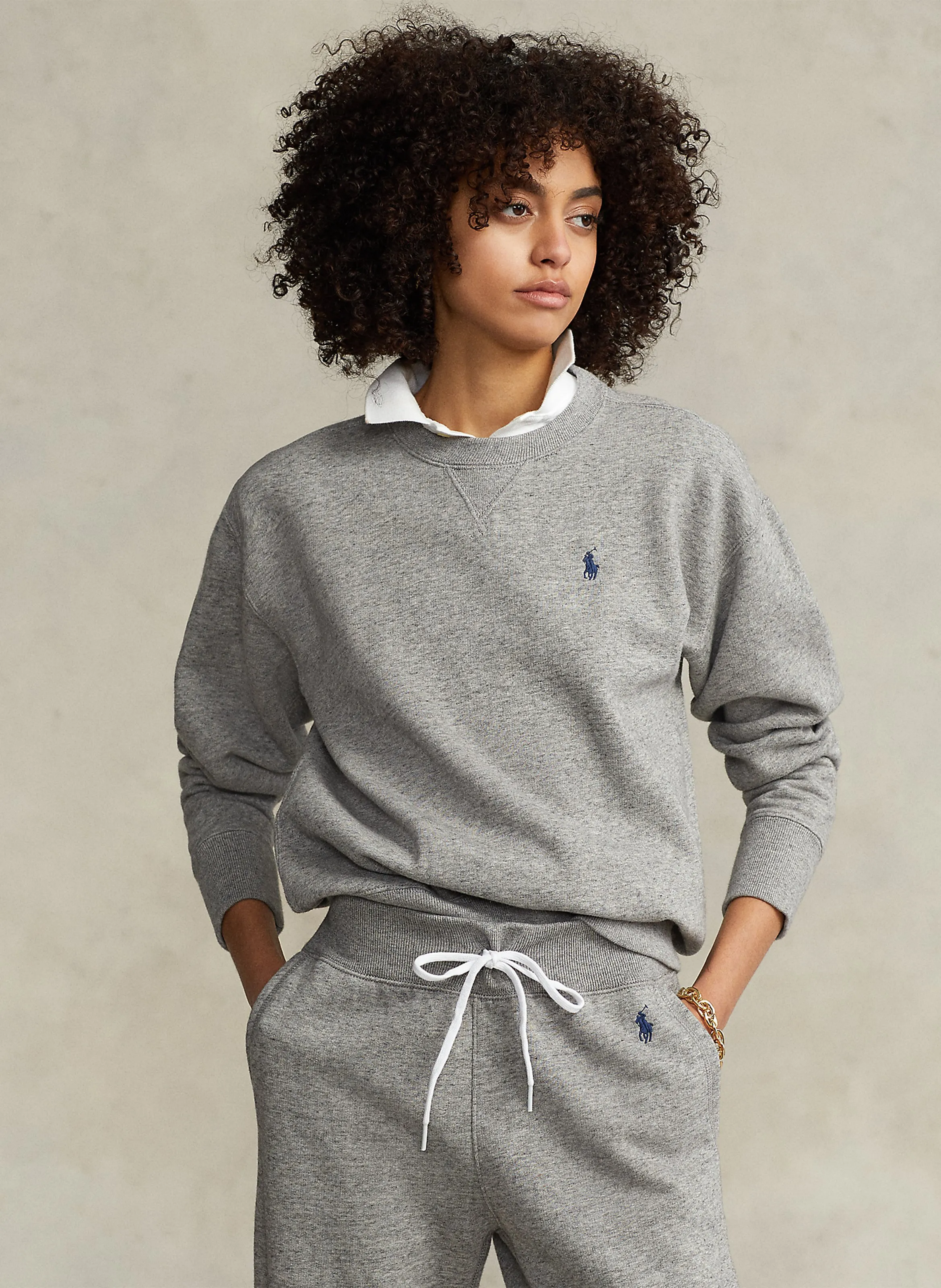  POLO RALPH LAUREN   Felpa ampia in misto cotone | Grigio