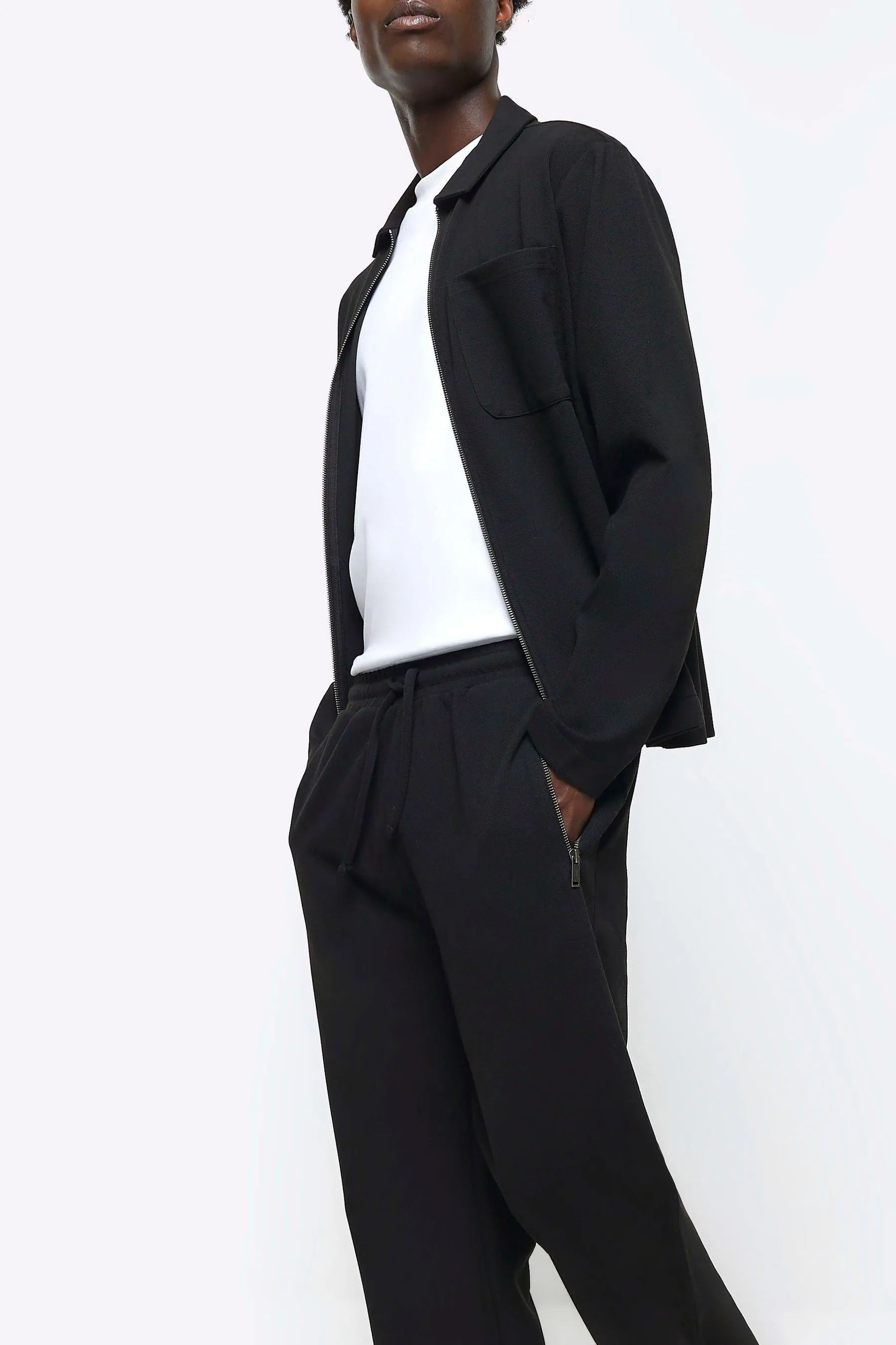 River Island - Pantaloni da jogging elegante elasticizzato testurizzato