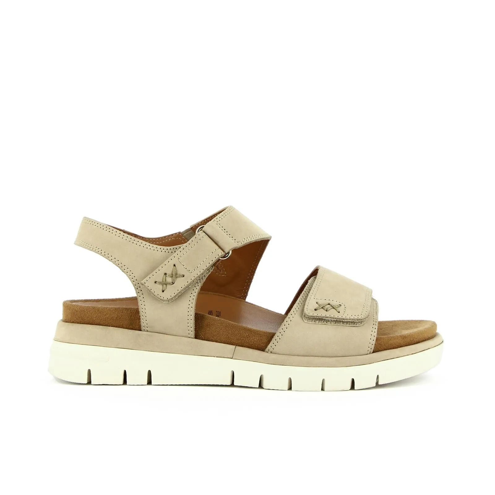 Sandali casual beige in pelle