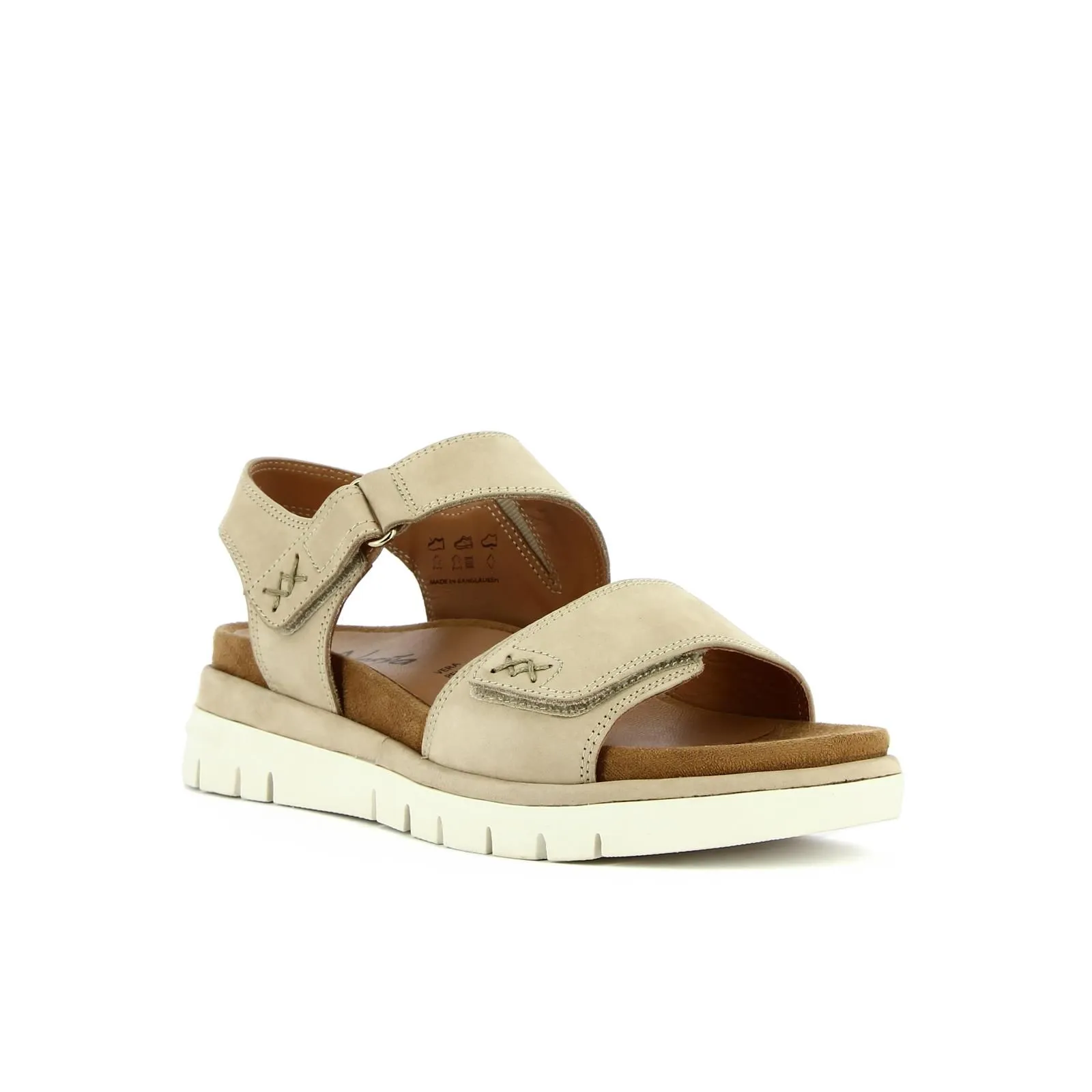 Sandali casual beige in pelle