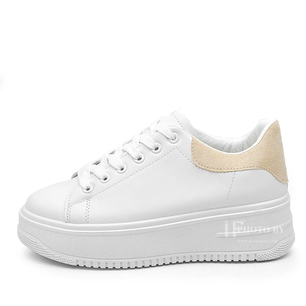 Scarpe Da Ginnastica Sportive Sneaker Bianche Donna Platform Zeppa Rialzo 677