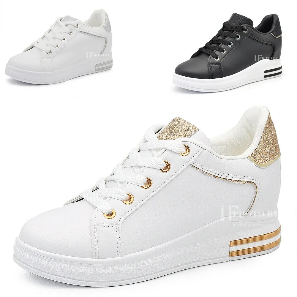 Scarpe Da Ginnastica Sportive Sneaker Bianche Donna Platform Zeppa Rialzo 85-412
