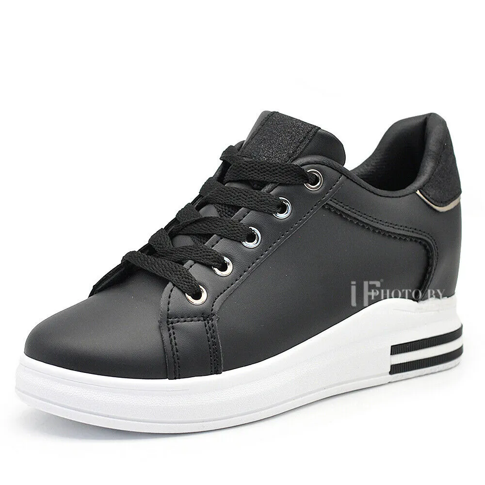 Scarpe Da Ginnastica Sportive Sneaker Bianche Donna Platform Zeppa Rialzo 85-412