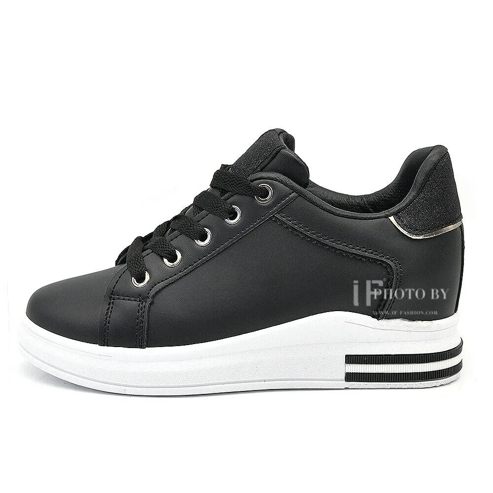 Scarpe Da Ginnastica Sportive Sneaker Bianche Donna Platform Zeppa Rialzo 85-412