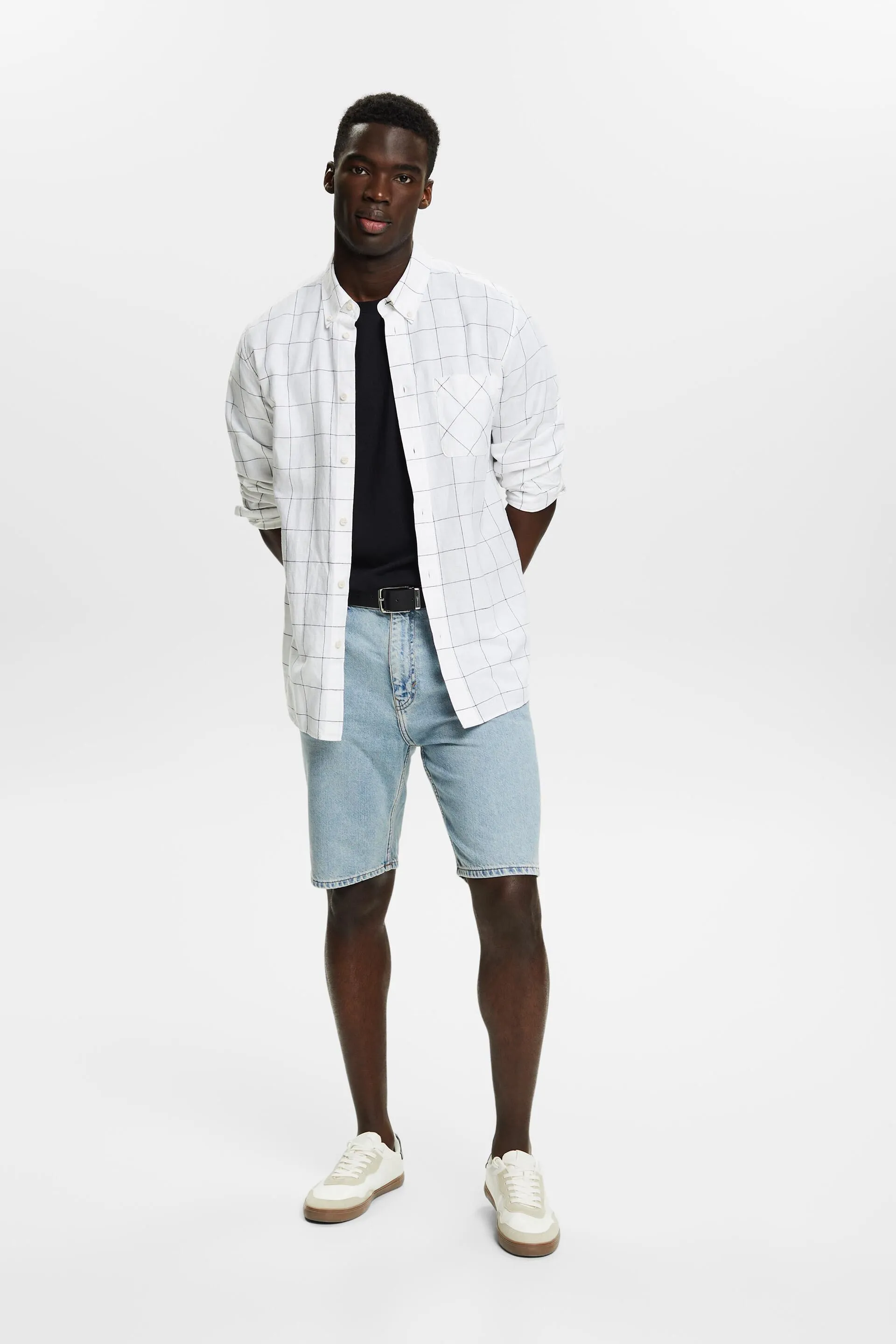 Shorts in denim relaxed fit a vita media