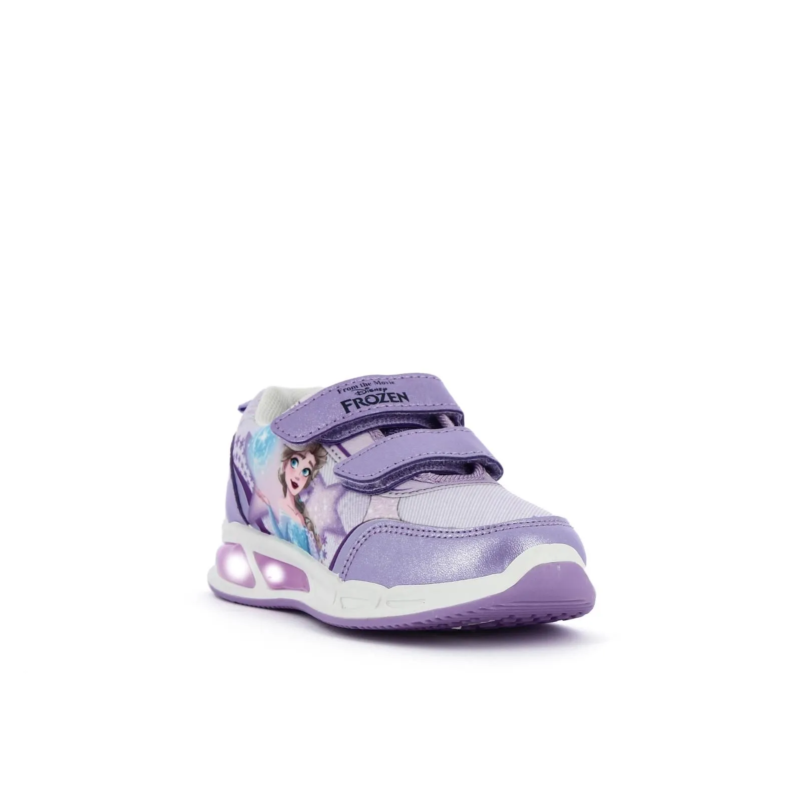 Sneakers viola stampa cartoon con strappi e luci