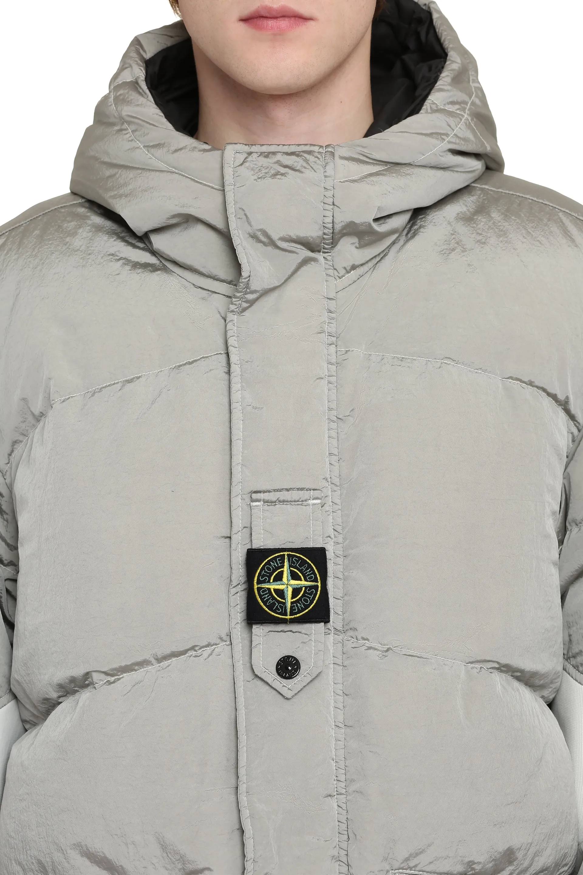 Stone Island Piumino in nylon con cappuccio