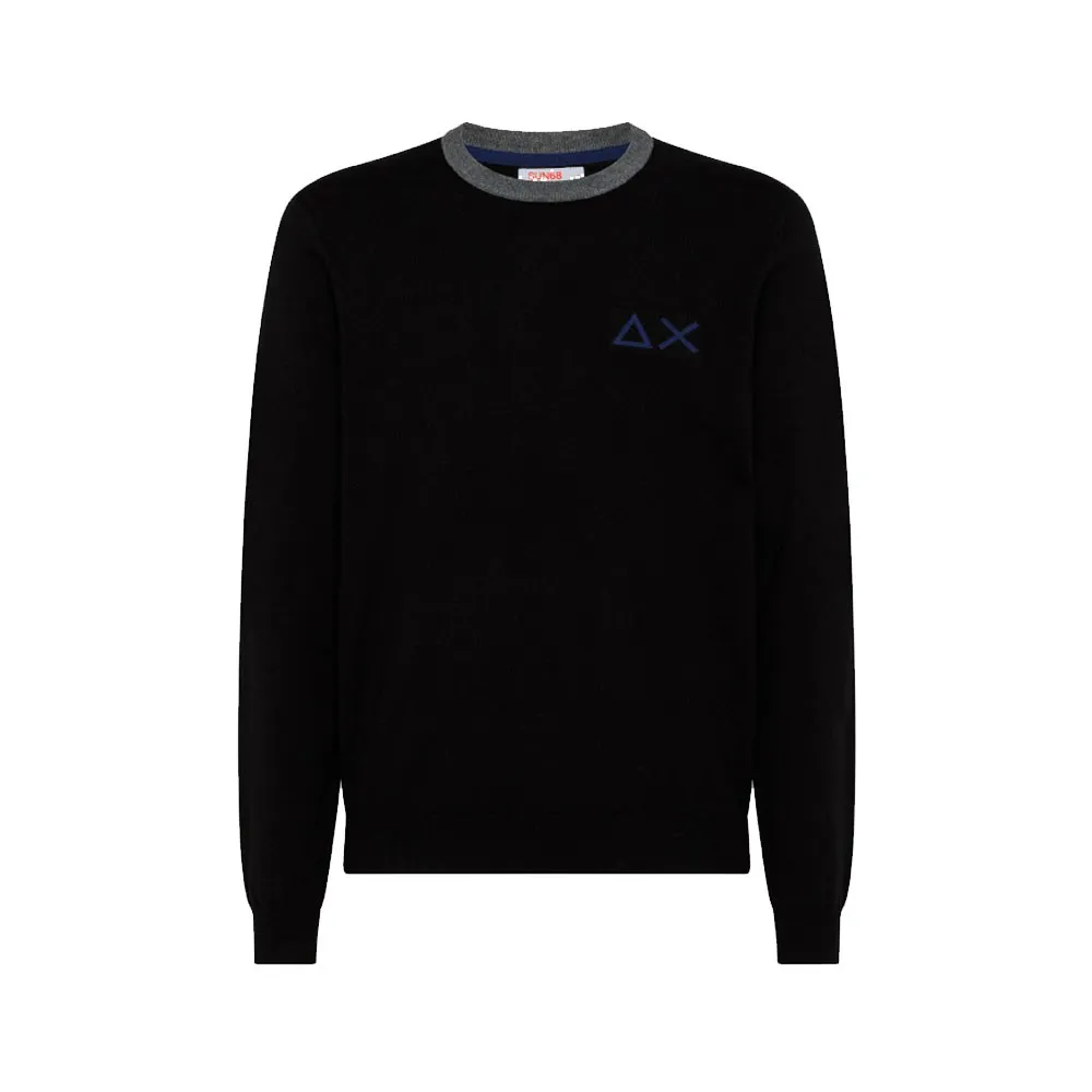 Sun 68 Maglione Girocollo Big Logo Nero Uomo
