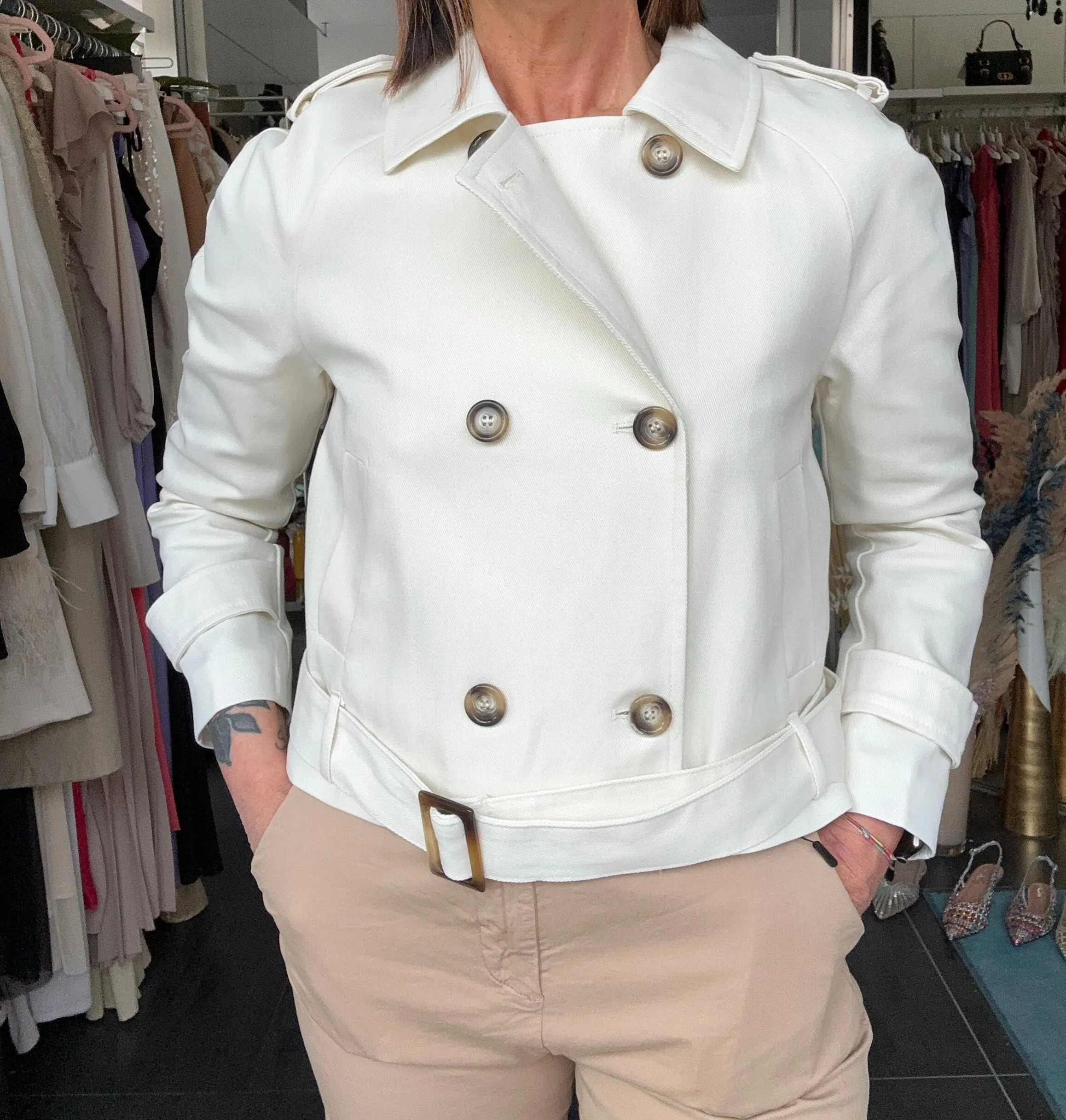 Susy Mix Elite - Giacca corta in cotone bianco