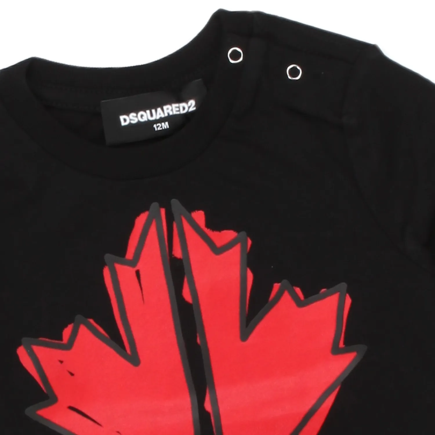 T-Shirt Maple Leaf Nera E Rossa Bambino E Bebè