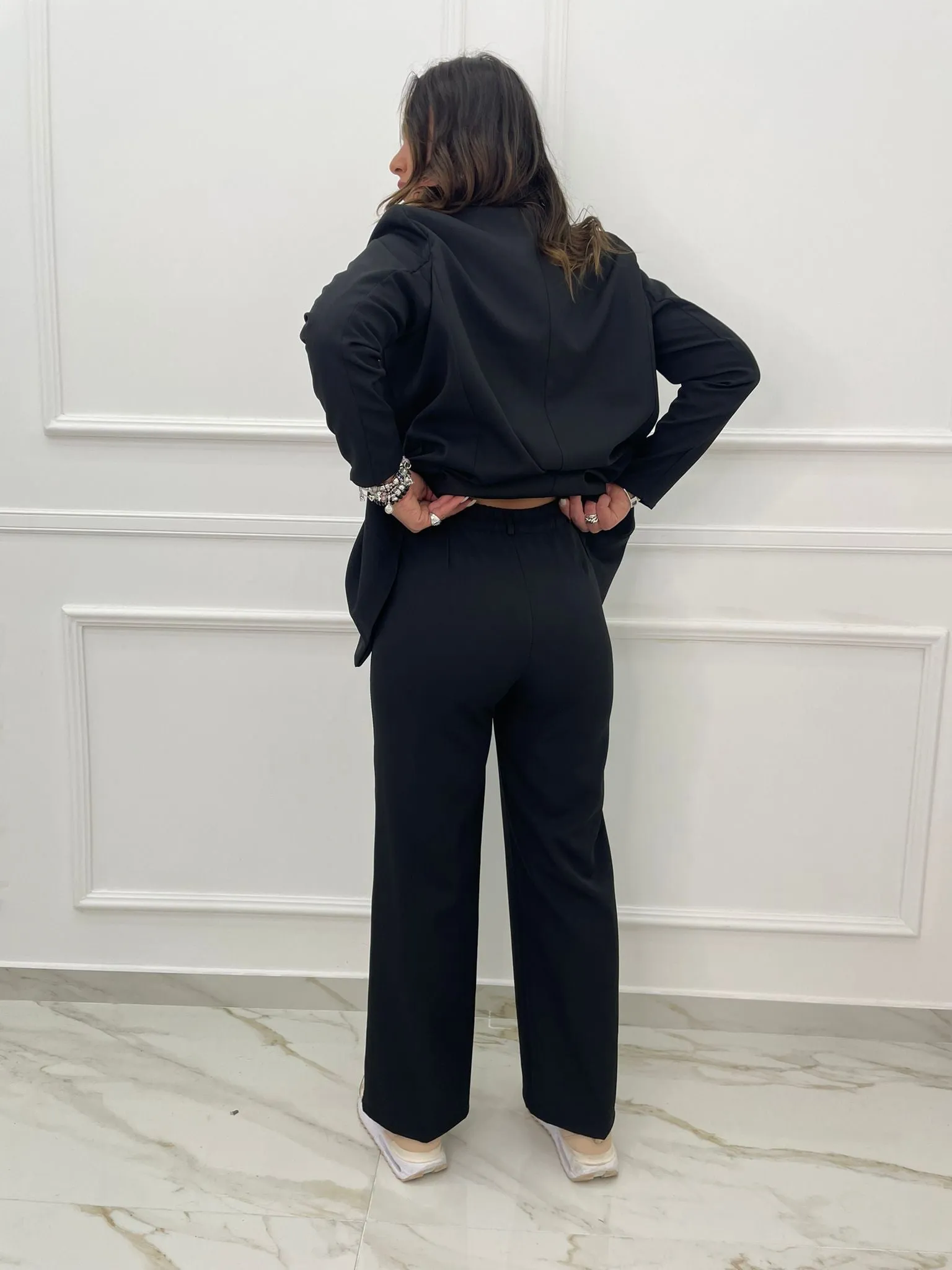 Tailleur tinta unita con giacca doppio petto