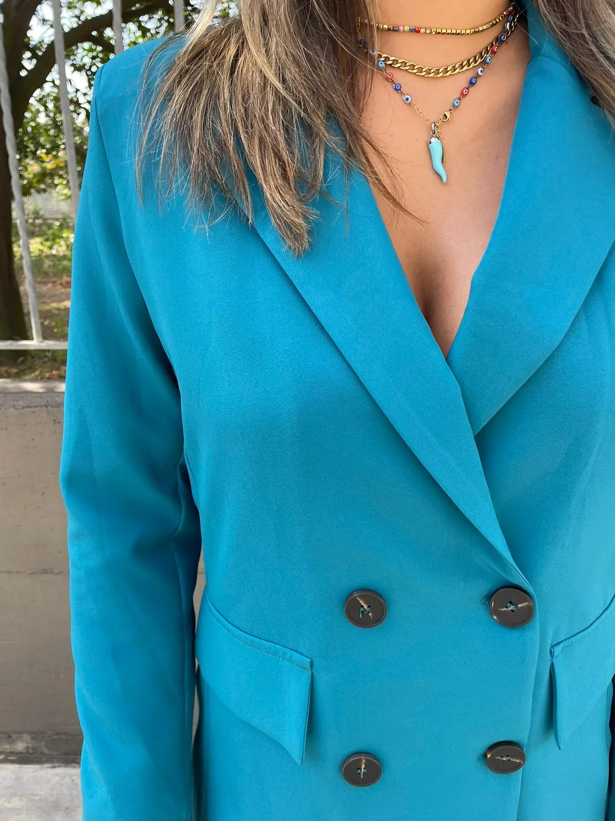 Tailleur tinta unita con giacca doppio petto