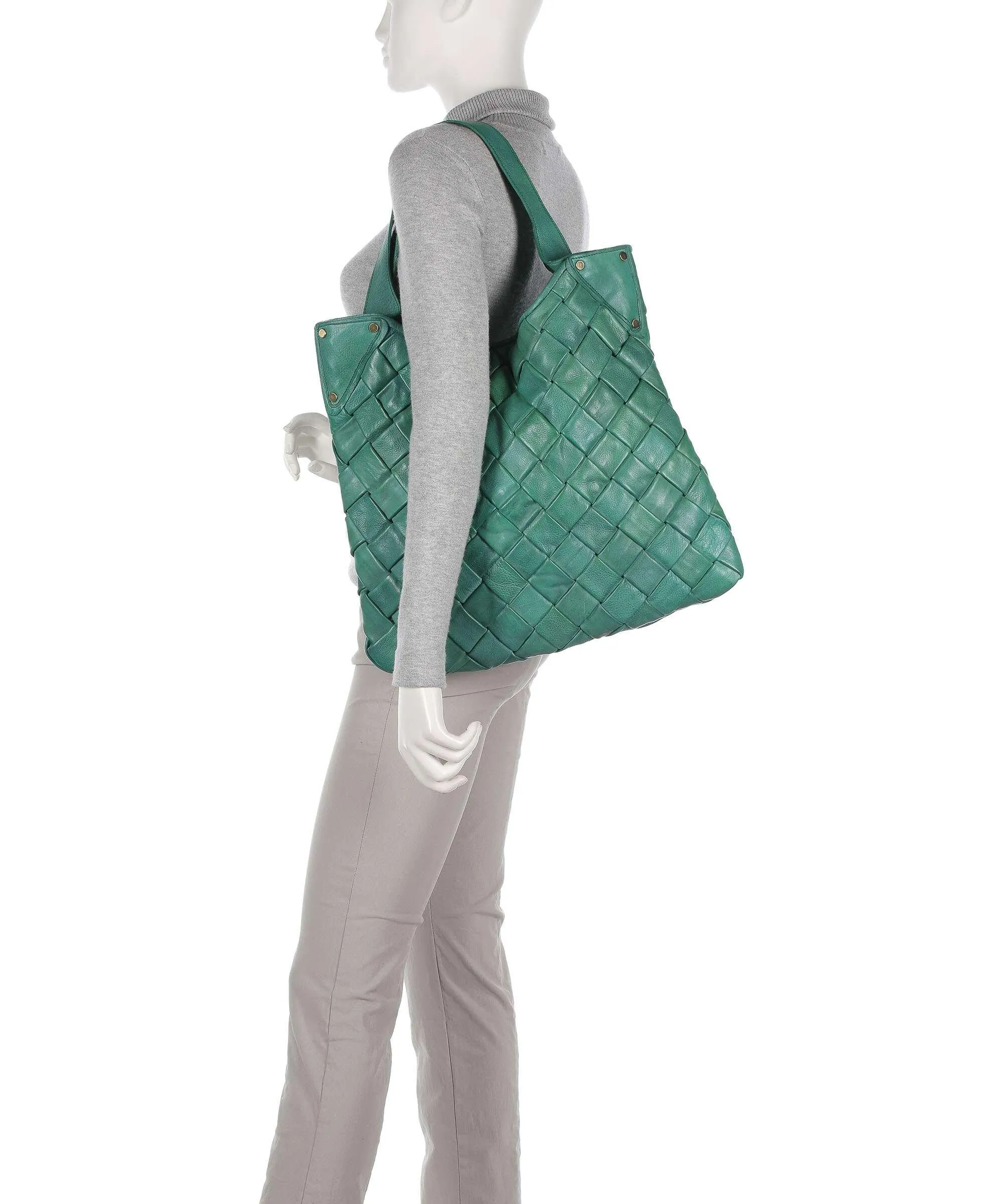 Taschendieb Wien Annagasse 1 Borsa shopper pelle di vacchetta grana verde  