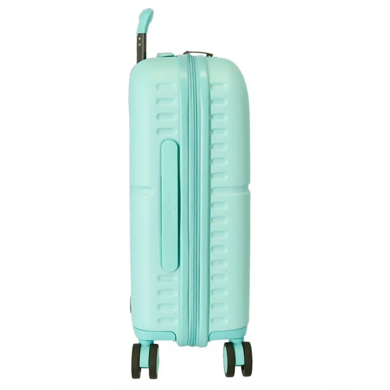 TROLLEY DA VIAGGIO ABS 4 RUOTE PEPE JEANS LONDON HIGHLIGHT TURCHESE 40X55X20CM VALIGIA DA CABINA CHIUSURA A COMBINAZIONI