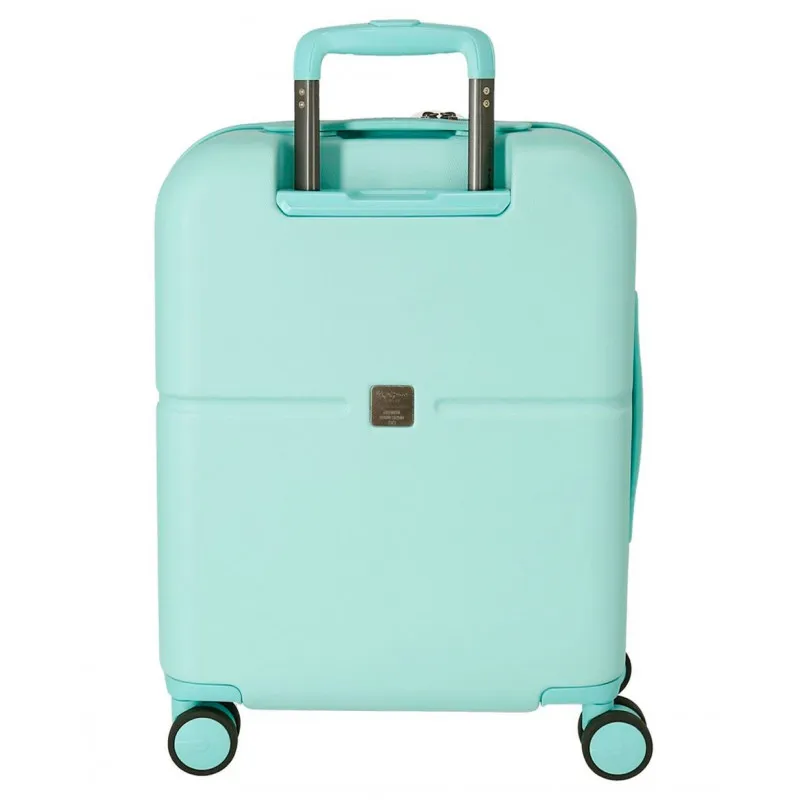 TROLLEY DA VIAGGIO ABS 4 RUOTE PEPE JEANS LONDON HIGHLIGHT TURCHESE 40X55X20CM VALIGIA DA CABINA CHIUSURA A COMBINAZIONI