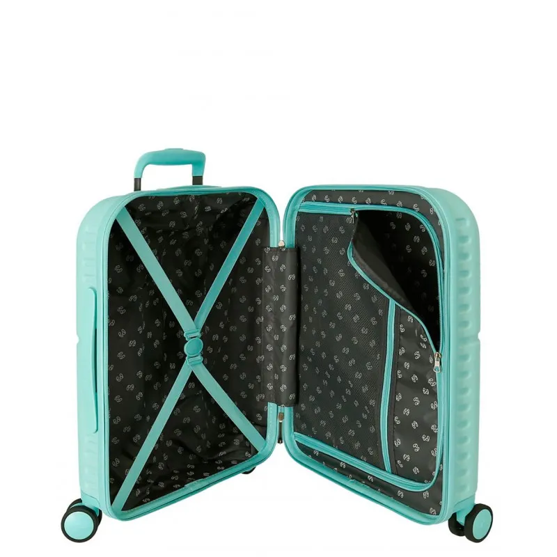 TROLLEY DA VIAGGIO ABS 4 RUOTE PEPE JEANS LONDON HIGHLIGHT TURCHESE 40X55X20CM VALIGIA DA CABINA CHIUSURA A COMBINAZIONI