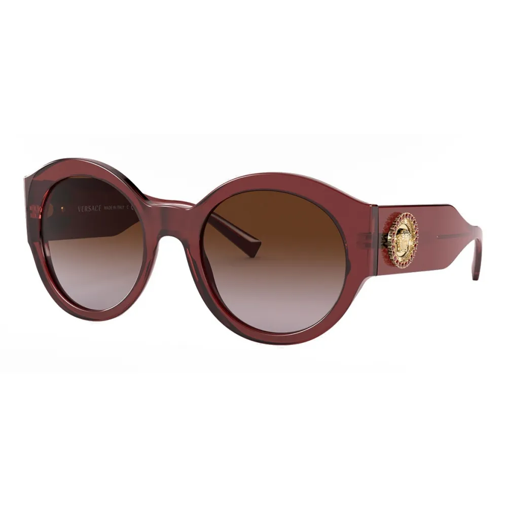 Versace - Occhiale da Sole Round Medusa Crystal - Bordeaux - Occhiali da Sole - Versace Eyewear