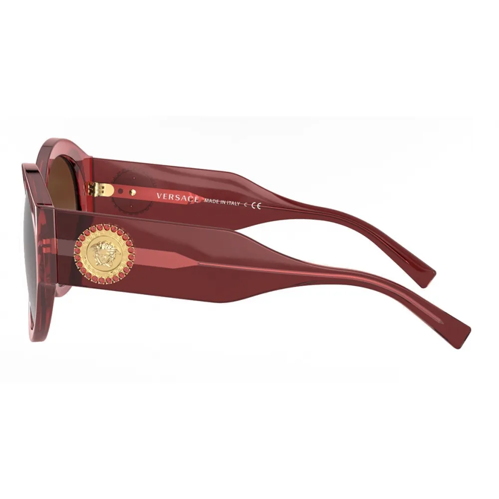 Versace - Occhiale da Sole Round Medusa Crystal - Bordeaux - Occhiali da Sole - Versace Eyewear