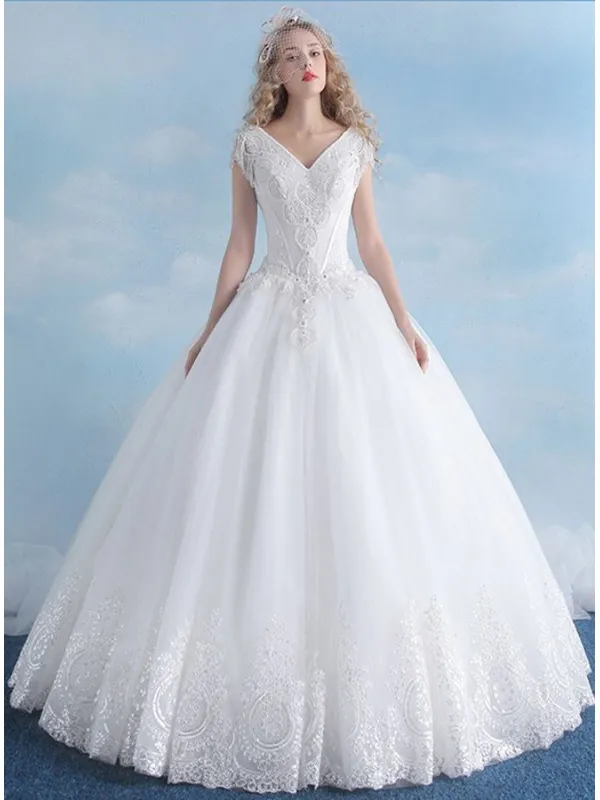 Vestito da Sposa principesco con Pizzo e chiusura a lacci