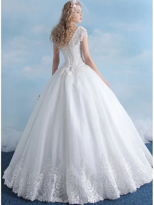 Vestito da Sposa principesco con Pizzo e chiusura a lacci