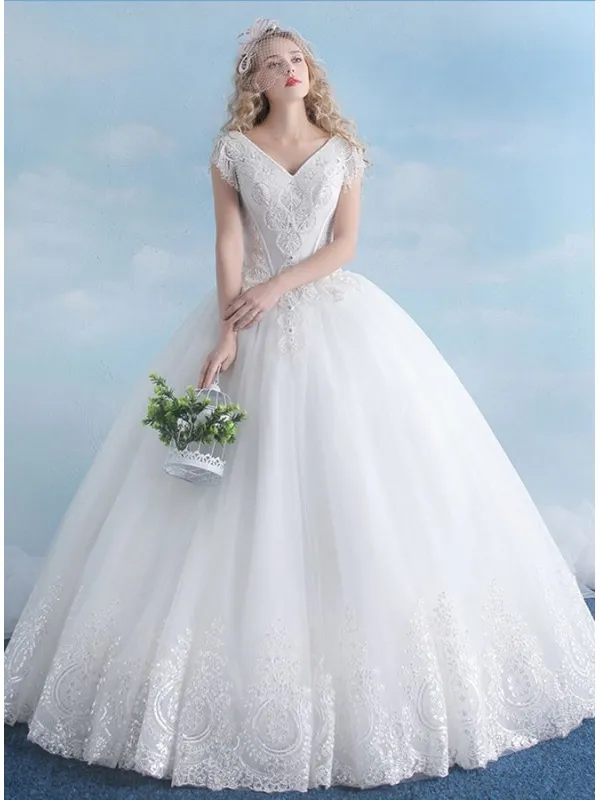 Vestito da Sposa principesco con Pizzo e chiusura a lacci