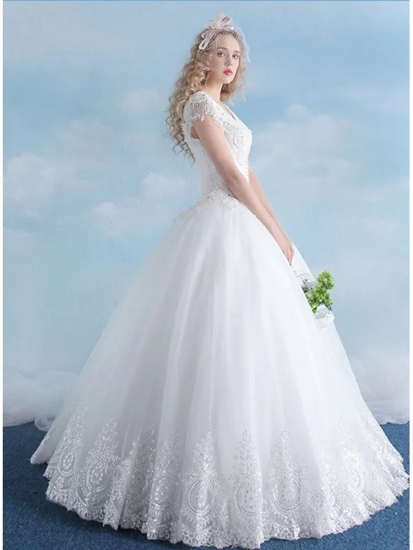 Vestito da Sposa principesco con Pizzo e chiusura a lacci