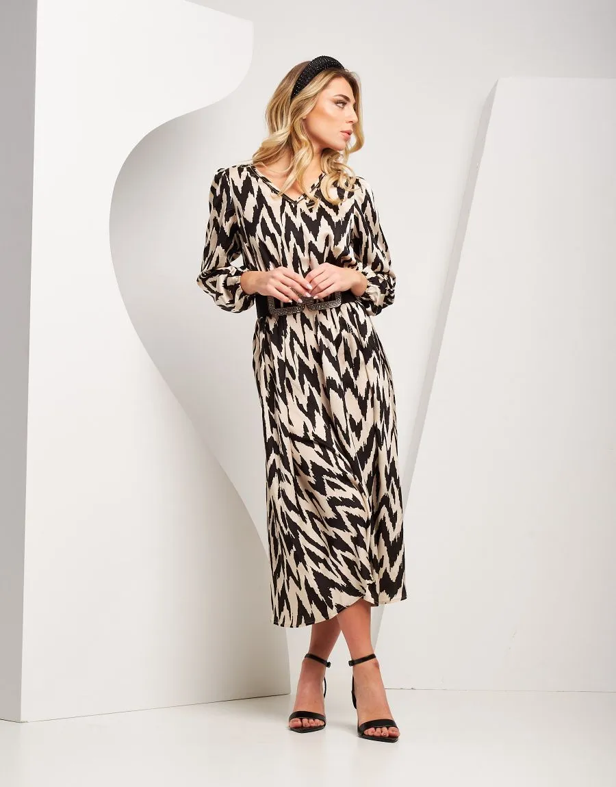 Vestito in raso fantasia con coulisse