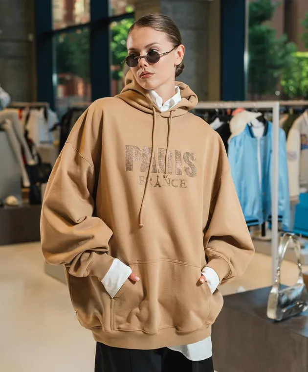 Vetements Felpa beige con cristalli UA65HD590S