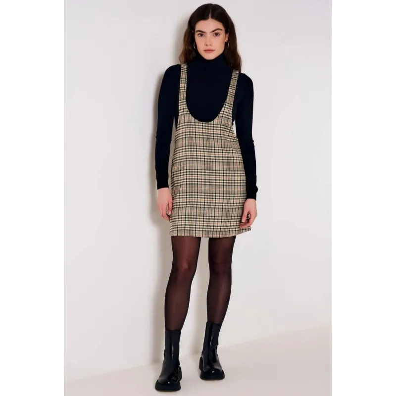 VICOLO abito trapezio check BURRO/NERO/BEIGE