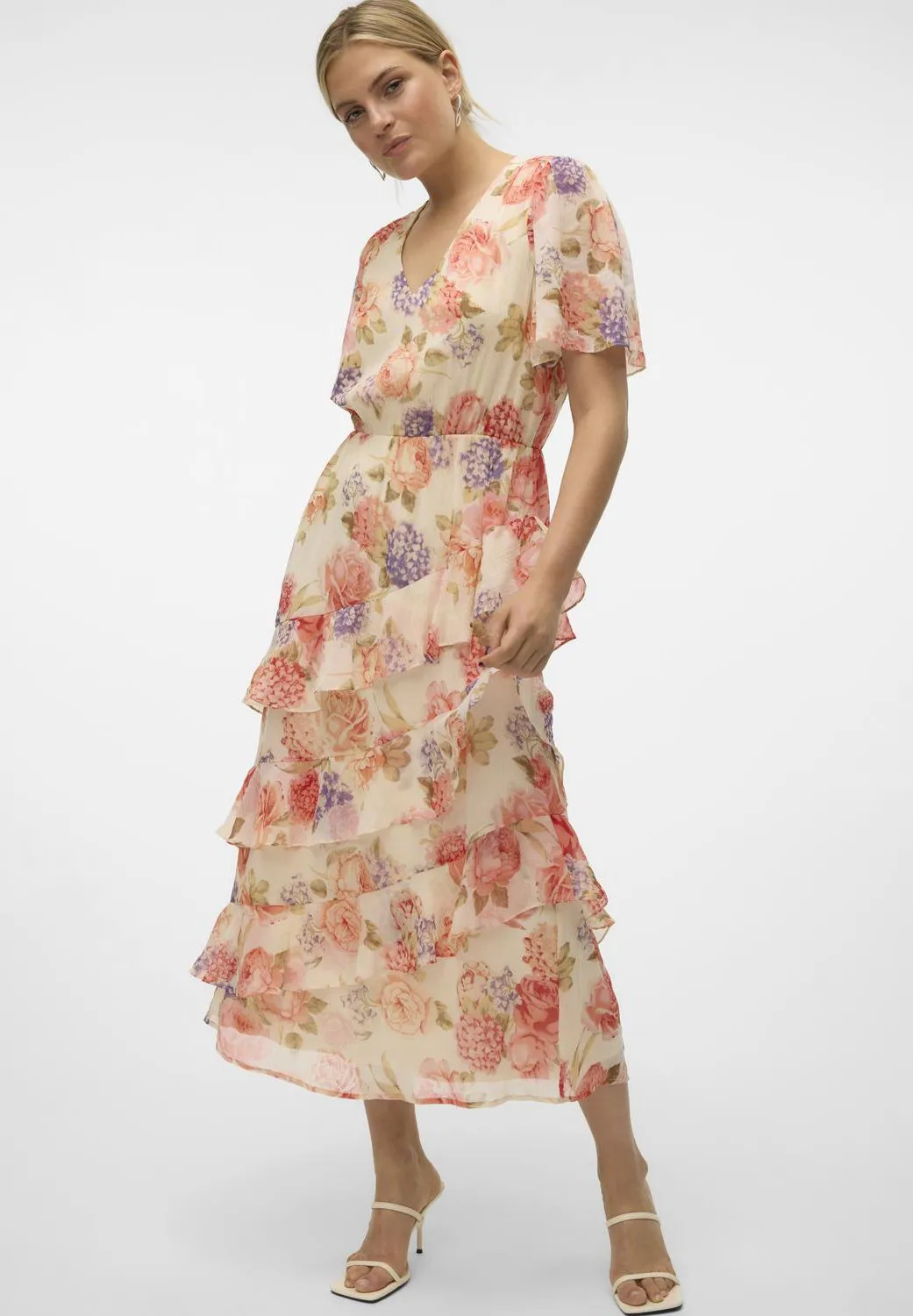 VMSMILLA V NECK FRILL DRESS - Vestito estivo