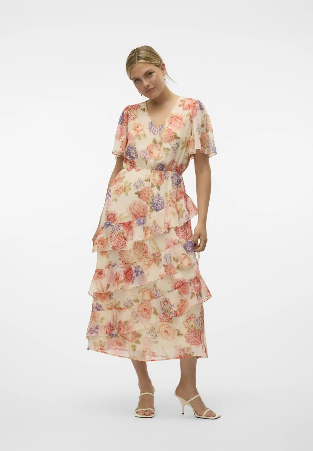 VMSMILLA V NECK FRILL DRESS - Vestito estivo
