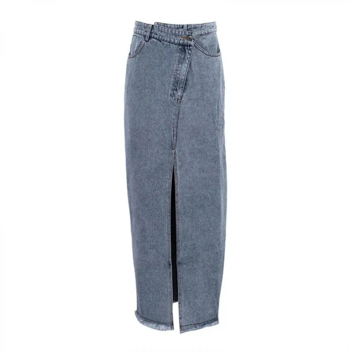 Xpqbb Moda Gonne di jeans blu per le donne  Streetwear Vita alta con spacco Gonna lunga Donna Elegante pulsante irregolare Mi
